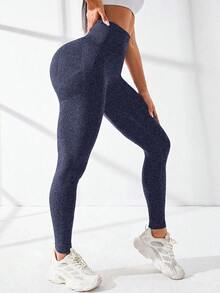 Easithlete Easithlete 無縫收臀寬腰運動瑜伽緊身褲 女款 - 藏蓝色 - 查看 5