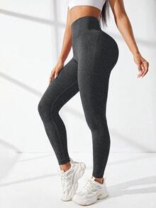 Easithlete Easithlete 女款無縫收臀寬腰運動瑜伽緊身褲 - 黑色 - 查看 6