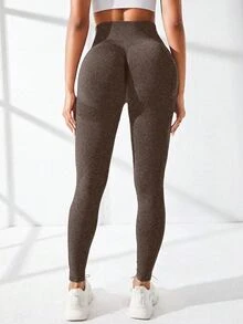 Easithlete Easithlete 無縫收臀寬腰運動瑜伽緊身褲 女款 - 棕色 - 查看 6