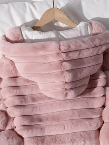 SHEIN 少女白色人造毛休閒連帽冬季夾克 - 粉色 - 查看 4