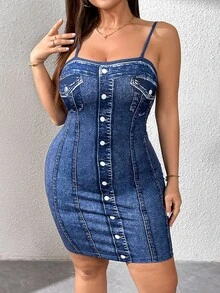SHEIN Essnce Plus-Size Women's Print Dress, Curvy Sheath Summer Party Rave Halter Dresses,Rave Outfits Festival Date Night Women Carnival Light Blue Sexy Western - Blue - View 5