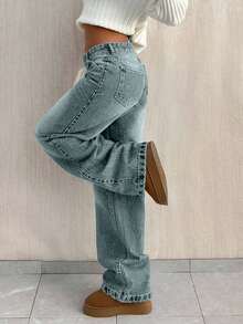 SHEIN Tall TALL SIZE LOW WAIST BAGGY LOOSE STRAIGHT LEG JEAN - Baby Blue - View 7