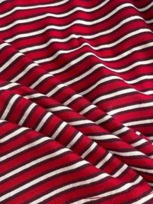 Attitoon Women's Casual Vacation Striped Colorblock Long Sleeve T-Shirt - Red - View 2