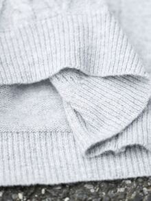 Manfinity CasualKnits 男士半高領長袖套頭毛衣，休閒針織秋冬款，淺灰色寬鬆版型時尚通勤百搭半拉鍊麻花編織套頭毛衣，老錢風 - 淺灰色 - 查看 9