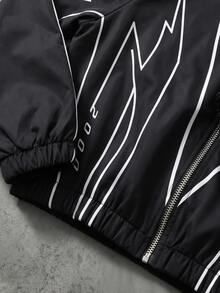 STYNVO Men's Striped Zip-Up Long Sleeve Jacket And Drawstring Waist Pants Set - Black - View 4
