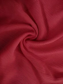 SHEIN LUNE CURVE 大尺碼舒適優雅修身通勤V領百搭夏季設計上衣，修飾身形日常短袖 - 酒紅色 - 查看 6