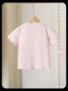 Genkimix Kids Young Girls Cute, Elegant Bow-Knot Design 3D Beaded Craft Casual T-Shirt - Pink - View 3