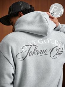 TOKVUE Men's Letter Graphic Casual Daily Hoodie - Grey - View 3