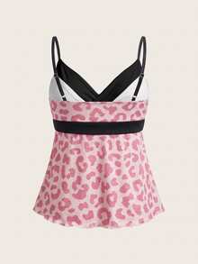 CovetEZ Betty Boop x SHEIN Women's Leopard Print Contrast Color Casual Daily Wear Camisole Top - Multicolor - View 4