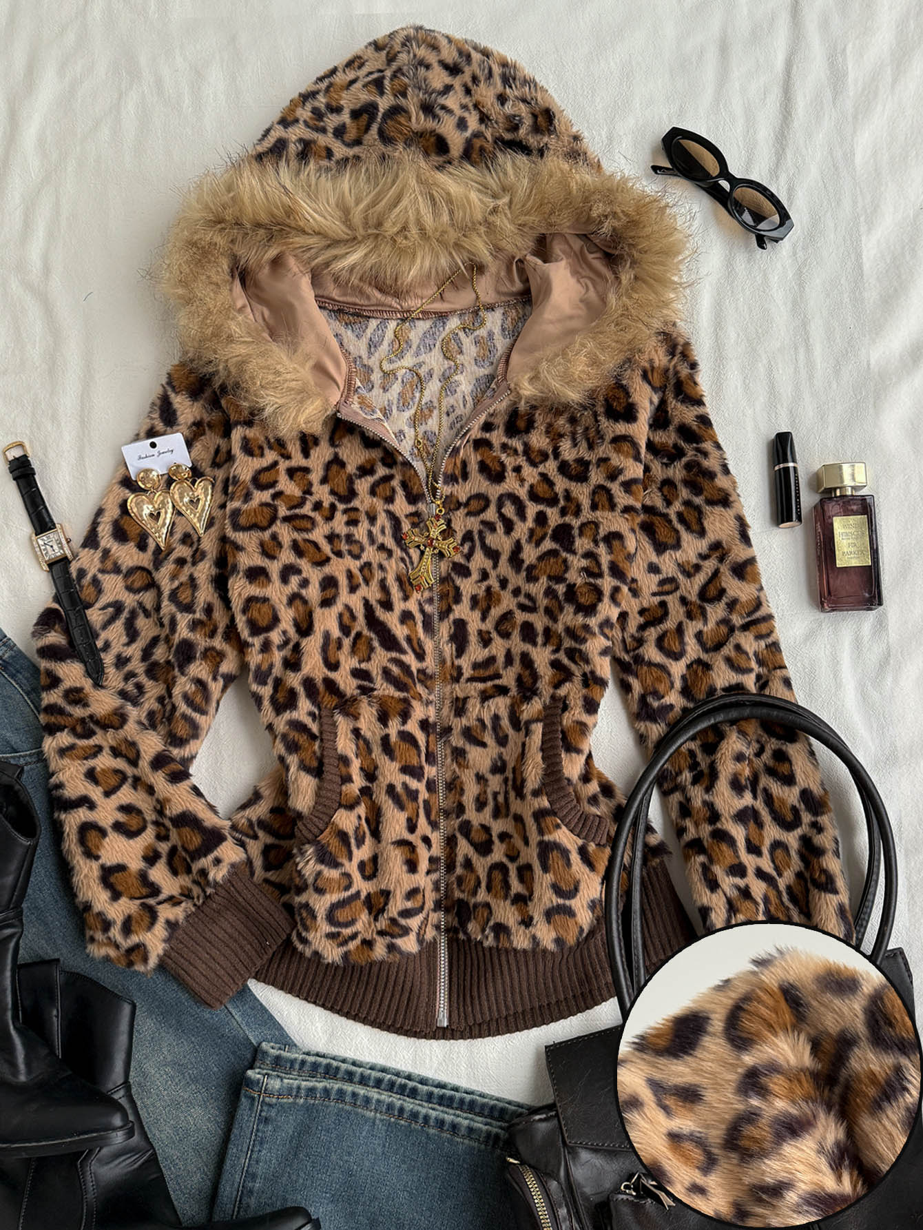 Attitoon Women's Elegant Leopard Print Long Sleeve Hooded Sweatshirt - Multicolor - View 1