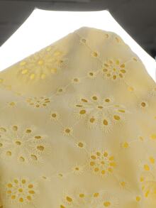 Elladie kids Girls' Summer Hollow Polka Dot Square Collar Flutter Sleeve Princess Dress,Party Birthday School Outfit A-Line Dress With Dimensional Bow Decor - Yellow - View 9