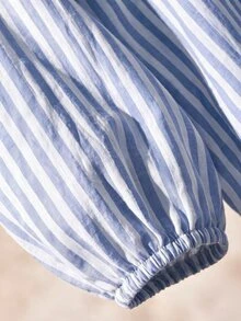 Rusticease Plus Size Women's Striped Casual Everyday Summer Dress Fall - Blue and White - View 7