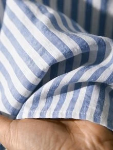 Rusticease Plus Size Women's Striped Casual Everyday Summer Dress Fall - Blue and White - View 8