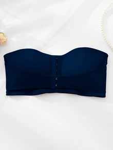 SHEIN Sujetador con cierre delantero acolchado y push up, fácil de usar - Azul Marino - Ver 6