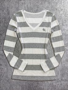 Teen Girls Casual Minimalist V-Neck Versatile Slim Fit Long Sleeve T-Shirt - Multicolor - View 5