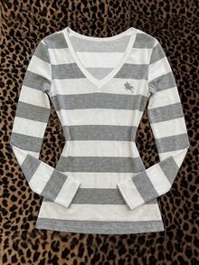 Teen Girls Casual Minimalist V-Neck Versatile Slim Fit Long Sleeve T-Shirt - Multicolor - View 6