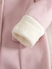 SHEIN Mantel Vintage untuk Anak Perempuan, Jubah Elegan dan Chic, Musim Gugur, Musim Dingin, Gaun Tamu Pernikahan: Tebal dengan Bulu Domba - Baby Pink - View 5