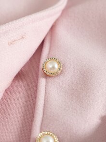 SHEIN Mantel Vintage untuk Anak Perempuan, Jubah Elegan dan Chic, Musim Gugur, Musim Dingin, Gaun Tamu Pernikahan: Tebal dengan Bulu Domba - Baby Pink - View 4