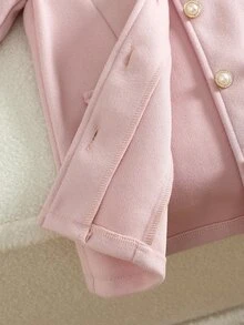 SHEIN Mantel Vintage untuk Anak Perempuan, Jubah Elegan dan Chic, Musim Gugur, Musim Dingin, Gaun Tamu Pernikahan: Tebal dengan Bulu Domba - Baby Pink - View 3