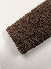 Velvienne Áo khoác nỉ lông cừu nữ size lớn mùa đông cổ bẻ cài cúc - màu nâu - Xem 7