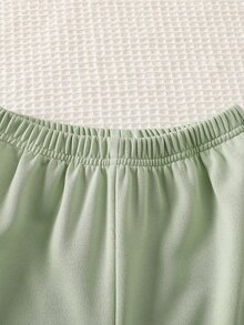 SHEIN ChillGRL Streecool 冬季少女 2 件套 秋季服飾 常規厚度 針織休閒連帽拉鍊運動外套 寬腿長褲 7 歲生日圖案 - 綠色 - 查看 9