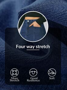 Flexra Fall Casual A Line Button Zip Washed Denim Dark Blue Daily Wear Commute Versatile Denim Skirt For Women - Blue - View 10