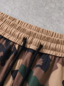 Major Grit Men's Drawstring Waist Pocket Wide Leg Camouflage Patchwork Casual Pants - Khaki - View 4