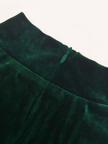 Auvina Plus Size Women Elegant Lace Patchwork Evening Dress - Dark Green - View 3