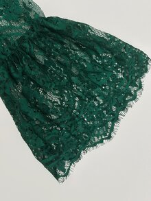 Auvina Plus Size Women Elegant Lace Patchwork Evening Dress - Dark Green - View 5