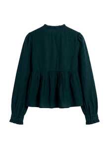 Nöista Áo blouse nữ màu xanh lá có thêu trước ngực, tạo độ phồng ở đường eo, phù hợp cho phong cách thường ngày, trang phục hằng ngày cho mùa thu đông - Màu xanh lá cây đậm - Xem 9