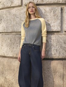 Nöista Ranglan Sleeve Knitwear Combined 2 Colors, Regular Fitting, Perfect For Basic Looks, Casual Outfits Fall/Winter Occacion, Layering, Everyday - Grey - View 3
