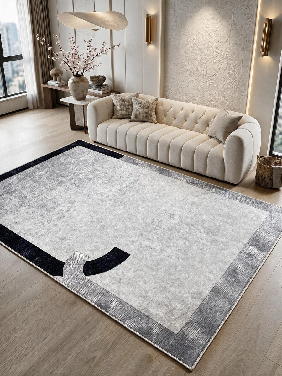 Digitally Printed Non-Slip Washable Runner And Area Rug Suitable For Living Room, Outdoor, Kitchen, Bedroom Carpet, Modern Design | Modern, Scandinavian, Bohemian And Classic Styles | 100% Polyester - Light Grey - View 1