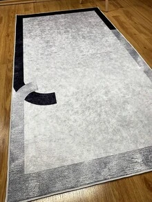 Digitally Printed Non-Slip Washable Runner And Area Rug Suitable For Living Room, Outdoor, Kitchen, Bedroom Carpet, Modern Design | Modern, Scandinavian, Bohemian And Classic Styles | 100% Polyester - Light Grey - View 4