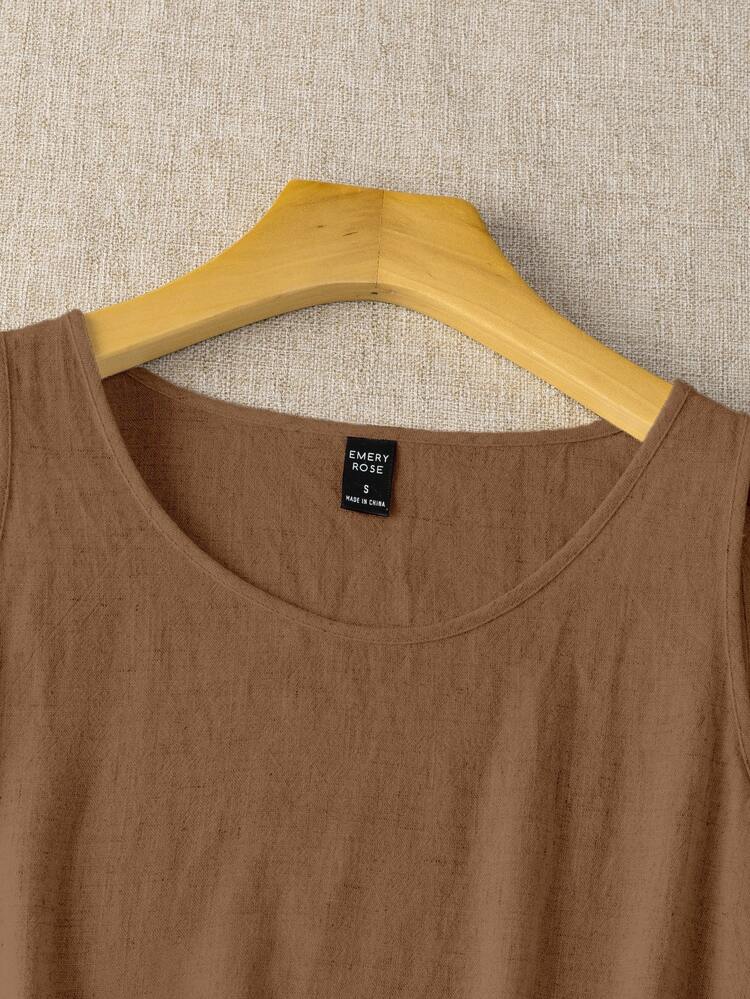 Rusticease Women's Casual Linen Tank Top, Summer Women Wholesale Basic For Top , Basics - Chocolate Brown - View 5