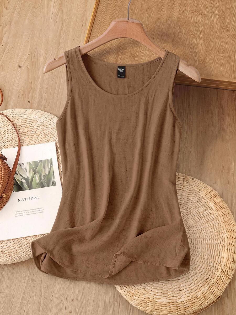 Rusticease Women's Casual Linen Tank Top, Summer Women Wholesale Basic For Top , Basics - Chocolate Brown - View 1