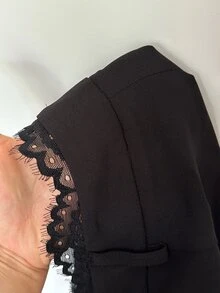 Aloruh 黑色編織寬腿女款長褲，適合秋季外出與夜晚場合，優雅風格 - 黑色 - 查看 3