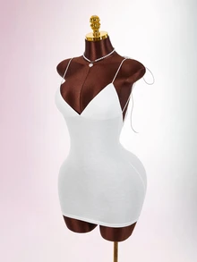 Amplova Y2K Sexy Bodycon Backless Tie-Up Butterfly Mini Dress,Dresses For Women Summer - White - View 3