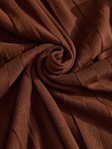 CLARA VERO Mock Neck Flared Cuff Maxi Dress, Slim Fit, Dinner Or Event, Wide Ruffle Hem, Ribbed Stretch Knit - Chocolate Brown - View 9