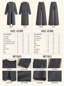CLARA VERO Turtleneck Front Slit Palazzo Knit Set, Oversize Top, Street Or Casual, Center Slit, Wide Leg Pant - Grey - View 12
