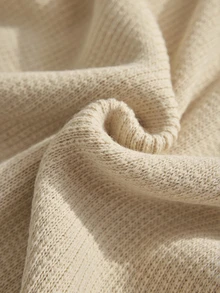 CLARA VERO Poncho Palazzo Knit Set, Oversize Fit, Lounge Or Daily, Side Slit Sleeve, Crew Neck, Wide Leg Pant - Beige - View 9