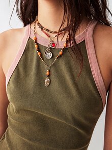 Bohemela Top ajustado de punto de parches casual para mujer - Verde militar - Ver 4