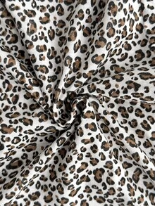 SHEIN Black And White Leopard Print Button Front Long Sleeve Lapel Collar Shirt Pants Pajama Set Sleep Home Casual - Brown - View 5
