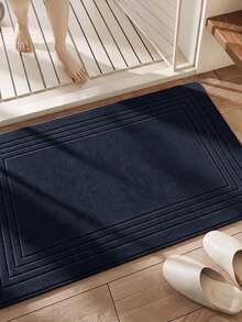 Cotton Woven Absorbent Bath Mat, VERA Bathroom Rug 60x100 Cm - Dark Grey - View 9
