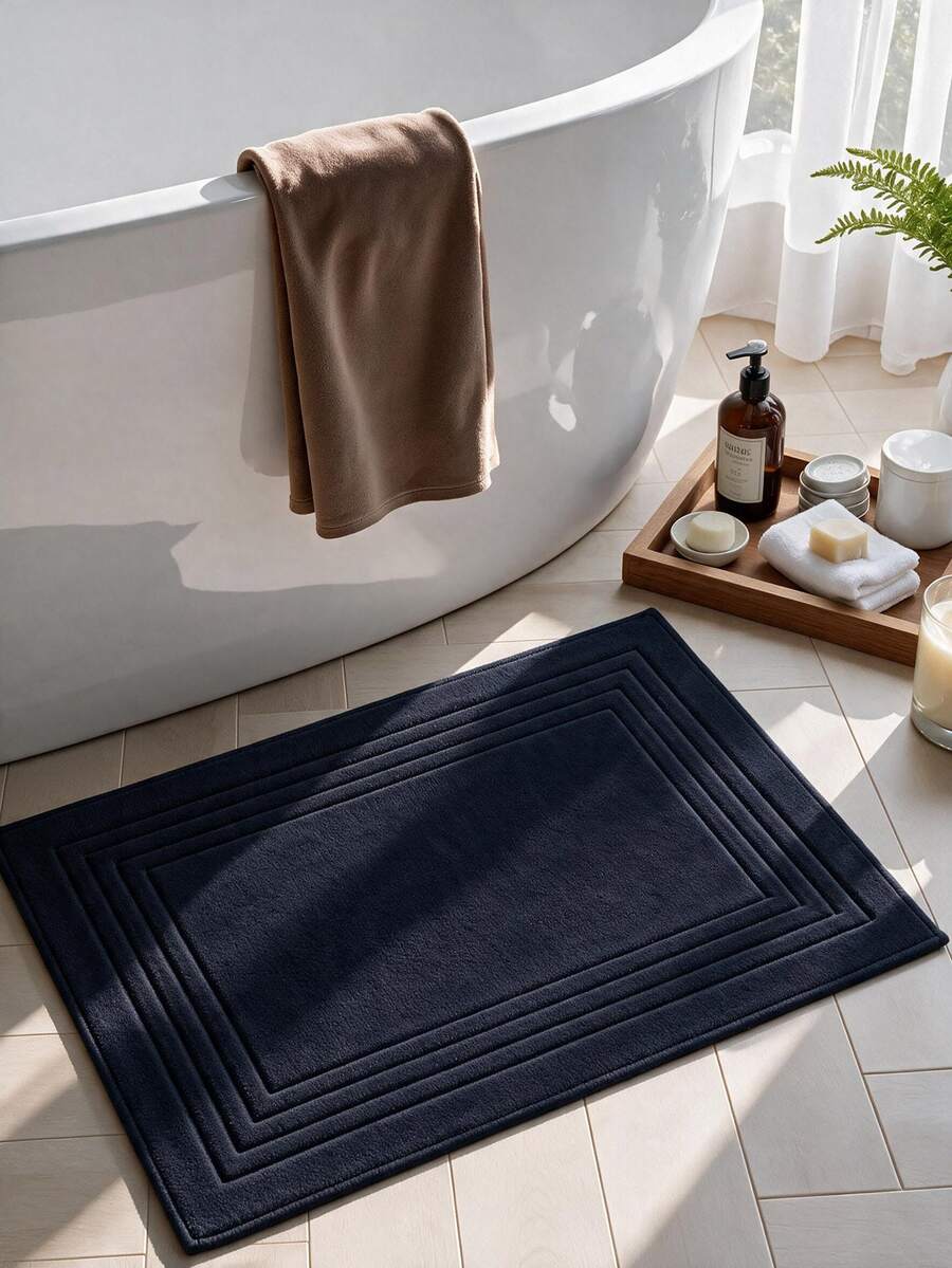 Cotton Woven Absorbent Bath Mat, VERA Bathroom Rug 60x100 Cm