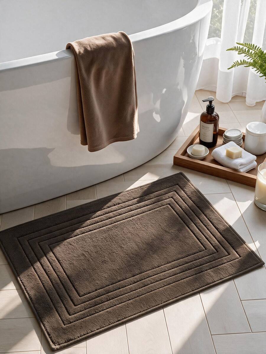 Cotton Woven Absorbent Bath Mat, VERA Bathroom Rug 60x100 Cm
