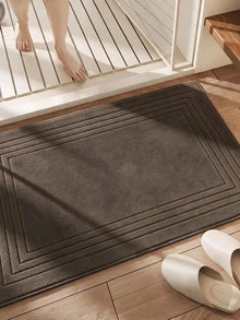 Cotton Woven Absorbent Bath Mat, VERA Bathroom Rug 60x100 Cm - Coffee Brown - View 8