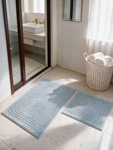 Cotton Woven Absorbent Bath Mat, VERA Bathroom Rug 60x100 Cm - Grey - View 9