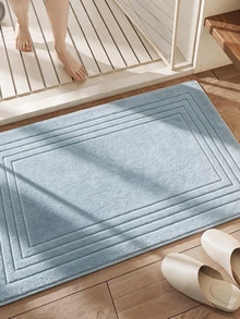 Cotton Woven Absorbent Bath Mat, VERA Bathroom Rug 60x100 Cm - Grey - View 10