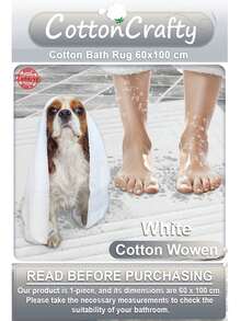 Cotton Woven Absorbent Bath Mat, VERA Bathroom Rug 60x100 Cm - White - View 4