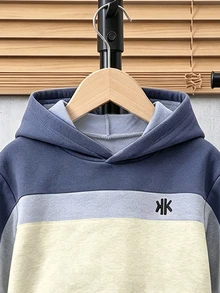 Baby Boy 2pcs Set Casual Racing Spring Autumn Winter Hooded Sweatshirt And Sweatpants Outfit Contrast Color Pattern Print Design White Blue - Multicolor - View 4